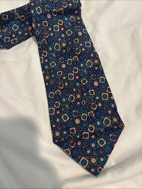 Charvet Men's Geometric Blue Pattern Silk Tie
